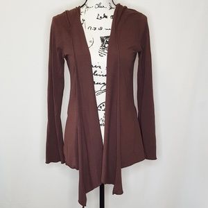 Lucy Activewear | Brown Draped Cardigan w hoodie